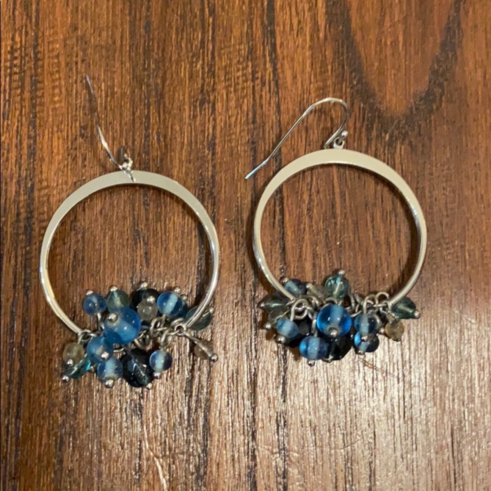 Blue Beaded Dangle Earrings
